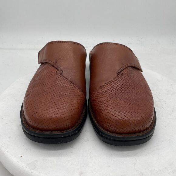 CLARKS Brown Leather Textured Vamp Patty Tanya Mule Clog Size 9 W - Picture 3 of 14